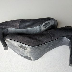 Grey suede heels